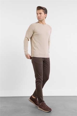 İmza Koyu Bej Bisiklet Yaka Uzun Kol Cepsiz Standart Fit Kazak Pamuk Triko 1012260150 2XL