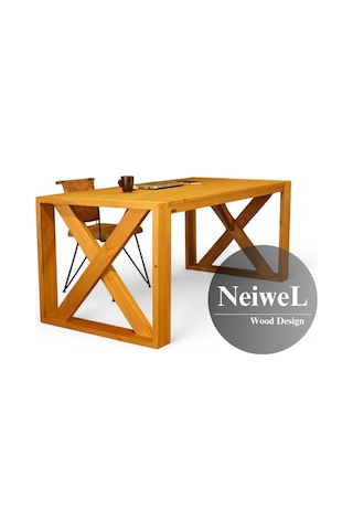 Neiwel Diaz Doğal Ahşap Çalışma Ve Ofis Masası-80cm-220cm Açık Ceviz