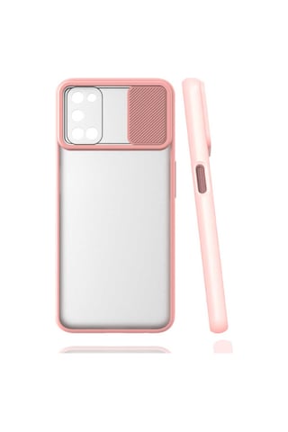 Noktaks - Oppo A72 Uyumlu - Kılıf Slayt Sürgülü Arkası Buzlu Lensi Kapak - Sarı
