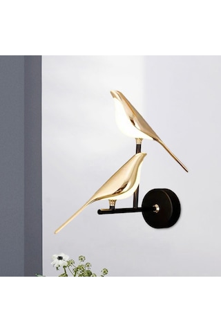 Suntek Aplik Duvar Lambası Başucu İki-kuş-sıcak-ışık Siyah