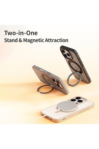 Rock Apple Uyumlu iPhone 16 Pro Max Soft Rotating Magsafe Stantlı Kılıf Gri