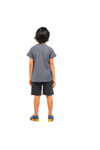 Casabony Wild Dino Gri Denim Şort - T-shirt Takım - Antrasit