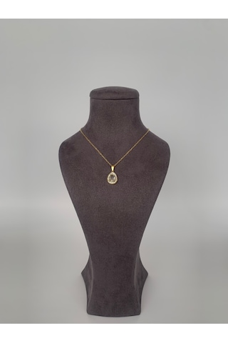 Damla Kolye Taşlı Vintage Tasarım Gold Renk Altın