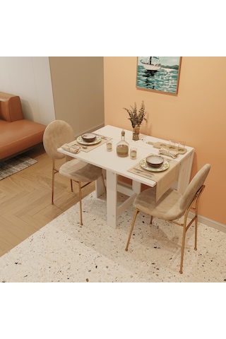 Pratik Katlanır Mutfak Yemek Çalışma Masası - 6 Kişilik -%100 Mdf