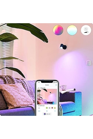 Imageo 1'li Spot Ayarlanabilir Beyaz Ve Renkli, Tavan Lambası, Kısılabilir, Sıcak İla Soğuk Beyaz, 16 Milyon Renk, Wi-fi Üzerinden Uygulama/ses Üzerinden Akıllı Kontrol, Siyah Beyaz
