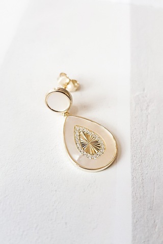 MorMajor Silver Tekli Sedef Taşlı Damla Gümüş Küpe-6537