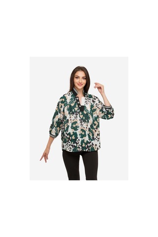 Kadın Leopar Desenli Bluz Frn1106 Yeşil