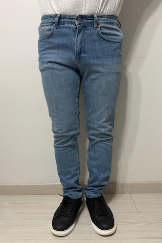 Hacker Denim Dmctekstil Erkek 1021 Yüksek Bel Normal Kesim Boru Paça Jean Pantolon Mavi