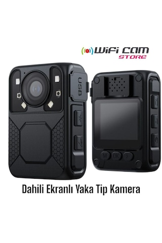 Gece Görüşlü Ekranlı Yaka Kamerası 64 Gb Dahili Hafıza
