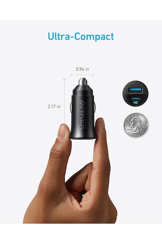 Usb-c Araç Şarj Cihazı, 30w, 2 Bağlantı Noktalı, Powerıq 3.0, Siyah - A2741