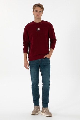 U.S. Polo Assn. Erkek Comfort Fit Bisiklet Yaka Bordo Basic Sweatshirt 50313760-VR014