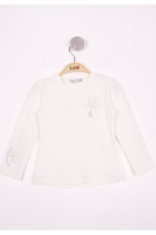 Toontoy Kids Toontoy Kız Çocuk Yonca Nakışlı Sweatshirt Ekru