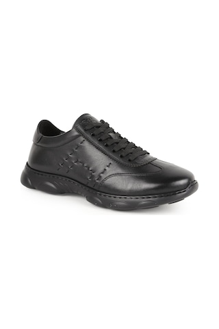Libero Erkek Sneaker Siyah Hakiki Deri Yan Dikiş Detaylı Bağcıklı Hafif Bombeli Ergonomik Eva Taban L6034