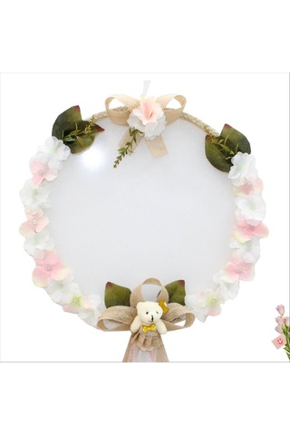 Süslebabypartystore Çiçekli Ve Ayıcıklı 37Cm Kasnak Kapı Süsü Çok Renkli