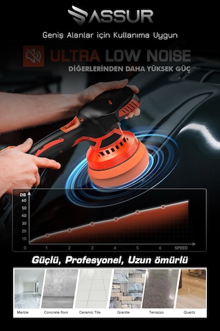 Assur Asr443 12V Orbital 6 Kademeli Polisaj Makinesi Kırmızı