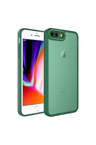 Apple Uyumlu iPhone 7 Plus Kılıf Kamera Korumalı Transparan Zore Post Kapak Koyu Yeşil