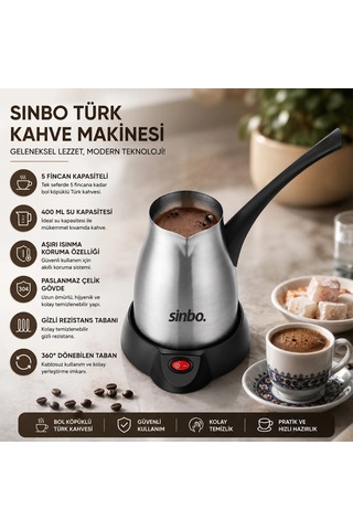 Çelik Elektrikli Cezve Türk Kahve Makinesi - 5fincan 400ml 360 Kablosuz Kullanım Katlanır Kulp 700w Scm-2967 5580 Çok Renkli
