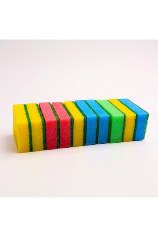 Technow Klasik 9 X 6 Cm 4 Renkli Düz Bulaşık Süngeri 10 Adet