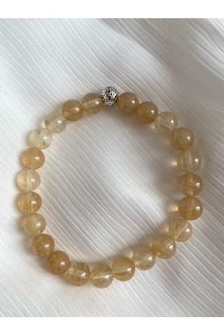 8mm Sitrin Para Doğal Taş Bileklik Sarı