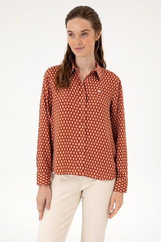 U.s. Polo Assn. Kadın Somon Gömlek Desenli 50317243-vr047 Somon