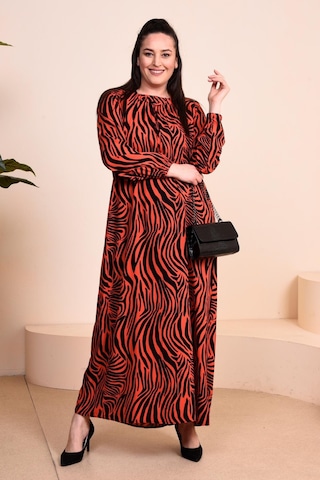 Kadin Anne Buyuk Beden Elbise Cicekli Tesettur Giyim 001