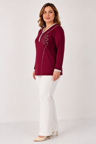 Bihan Store Detay.y26-642 V Yaka Penye Bluz Bordo