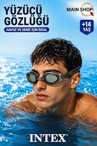 Mainshop Intex Yetişkin Yüzücü Gözlüğü +14 Yaş - Profesyonel Havuz - Deniz Gözlüğü M-55685