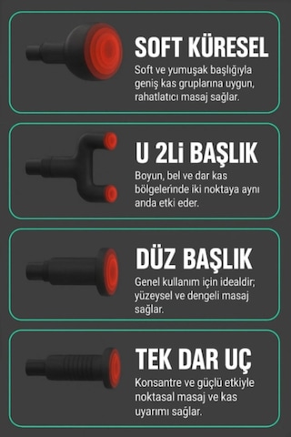 Volemi Yeşil 6 Hız Kademeli 4 Başlıklı Masaj Tabancası Masaj Aleti Şarjlı Titreşimli Sporcu Masaj Tabancası Yeşil