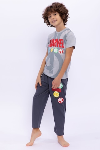 Avengers Marvel Erkek Çocuk Gri Kısa Kol Pijama Takım Grı Melanj