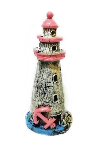 Çapalı Deniz Feneri Akvaryum Dekoru 20 CM Pembe