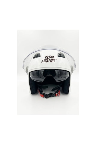Oso Helmet Yarım Kask Gözlüklü Beyaz - L Beden Beyaz