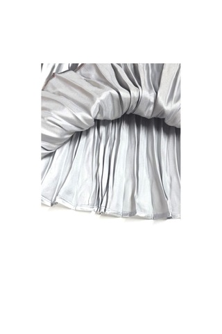 Saten Pileli Kız Çocuk Etek Gri