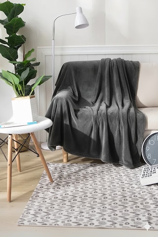 Peluş Tek Kişilik Battaniye Welsoft Battaniye Tv Battaniyesi Polar Battaniye Süper Yumuşak Antrasit