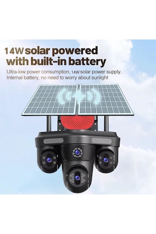 Çift Solar Panelli 20mp 4g Sım Ptz Kamera, Btk Kayıtlı 4x Lens Aı Takip