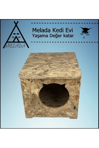 Melada Kedi Evi Dış Ortam Uygun Ahşap Kedi Evi Osb 45x35x34 Cm
