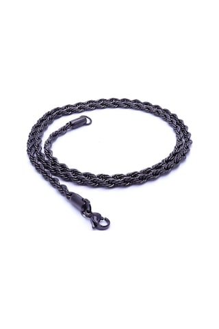 Fm Sarmal Halat Çelik Kolye 4mm 3183cek056 Siyah