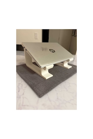 Ergonomik Laptop Standı Beyaz Notebook Yükseltici İki Parçalı Masaüstü Bilgisayar Altlığı Beyaz