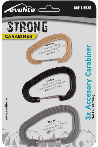 Evolite Strong 3'lü Karabina Seti - Gri/siyah/bej