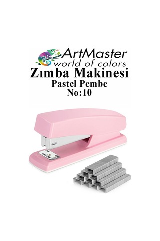 Açık Pembe Zımba Makinesi No:10 Ve Delgeç 1 Adet Küçük Zımba Makinası Ve Teli Kağıt Delgeci Perfaratör Büro Ofis Okul