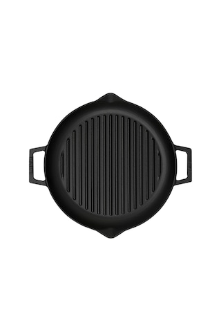 Lava Döküm Yuvarlak Izgara Tava Metal Kulplu Çap 26 CM