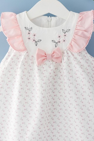Babymod Kız Bebek Elbise Çiçek Desenli Fiyonklu Bebek Elbise 001