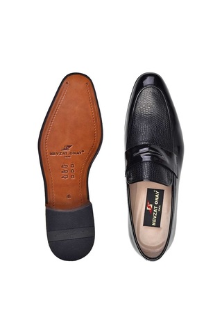 Siyah Klasik Loafer Kösele Erkek Ayakkabı -10942-