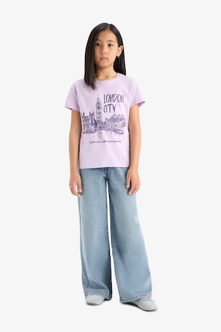 Defacto Kız Çocuk Bisiklet Yaka Baskılı Kısa Kollu Tişört E0349a825smpr143 Mor