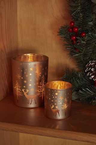 Karaca Home New Year Yılbaşı 24 Helena Gold Cam Mumluk 7x7,8 Cm 153.09.01.1720