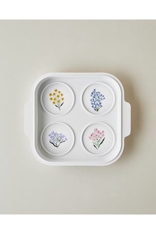 English Home Floral Garden Melamin 4'lü Kahvaltılık 24,5x21,5 Cm Renkli Çok Renkli