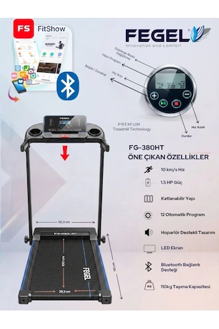 FG-380HT Katlanabilir Sessiz Motorlu Ev Tipi Koşu Bandı