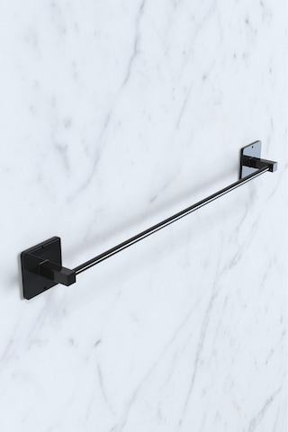 Karteya Yapışkanlı Siyah Uzun Havluluk Pratik Ve Şık Banyo Mutfak Havluluk Beyaz