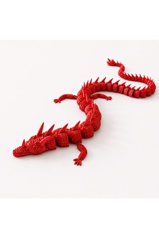 55 Cm Hareketli 3d Baskı Kırmızı Ejderha Figürü Eklemli Dragon Dekoratif Koleksiyonluk Fantastik Masaüstü Süs