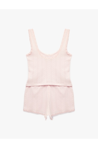 Koton Pamuklu Askılı Şortlu Pijama Takımı Pembe 6slk40182mk