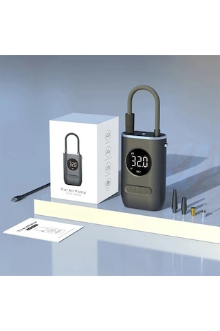 Xuweiwei Siyah Usb Şarjlı Led Işıklı 150 Psı Taşınabilir Lastik Şişirici Araba Motosiklet Bisiklet Dijital Hava Kompresörü Abs Malzeme Hediyelik